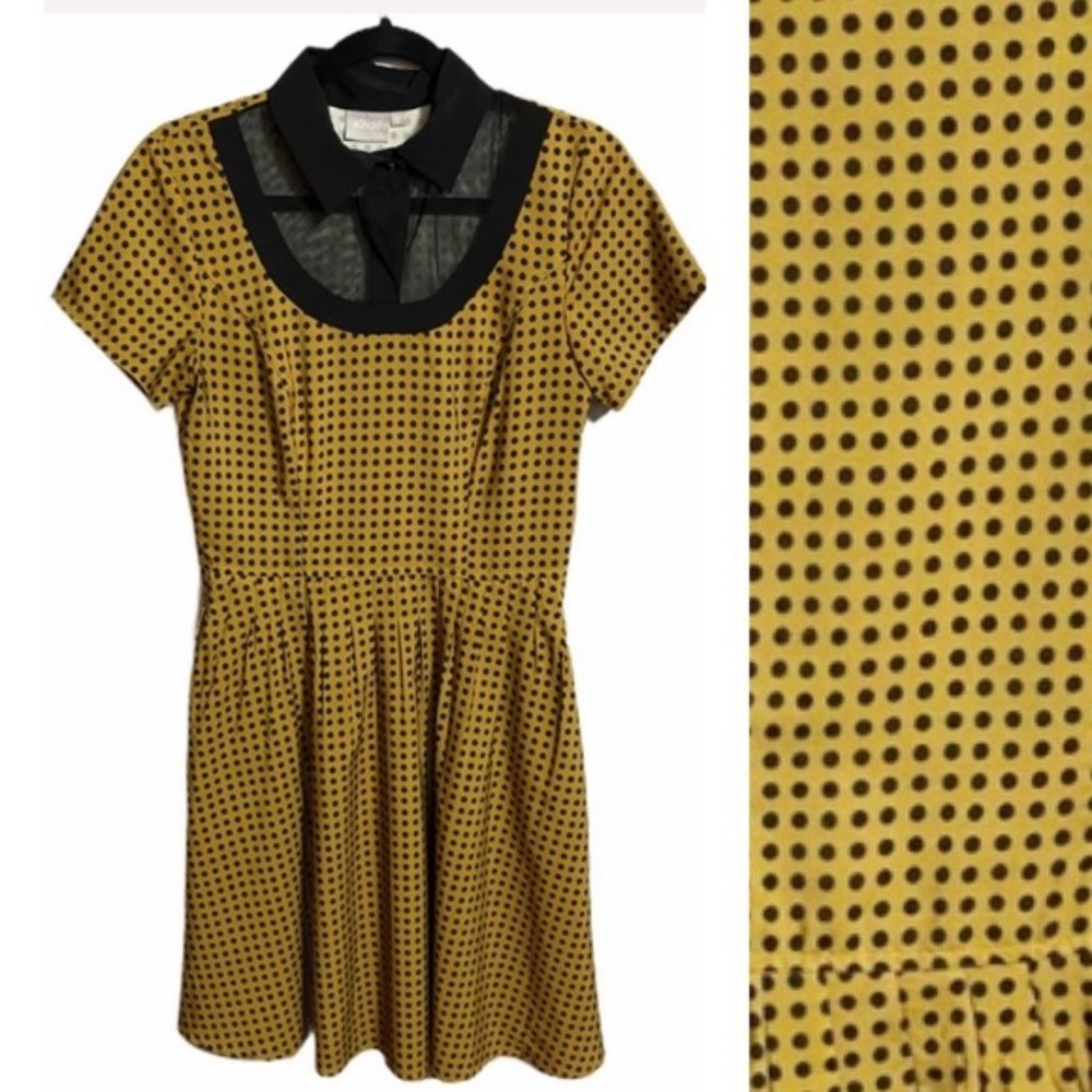 eShakti Gold & Black Polka Dot Dress